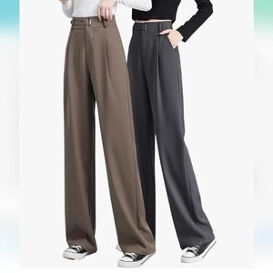 Women's Brown and Gray Wide-Leg Pants Lot Of 2